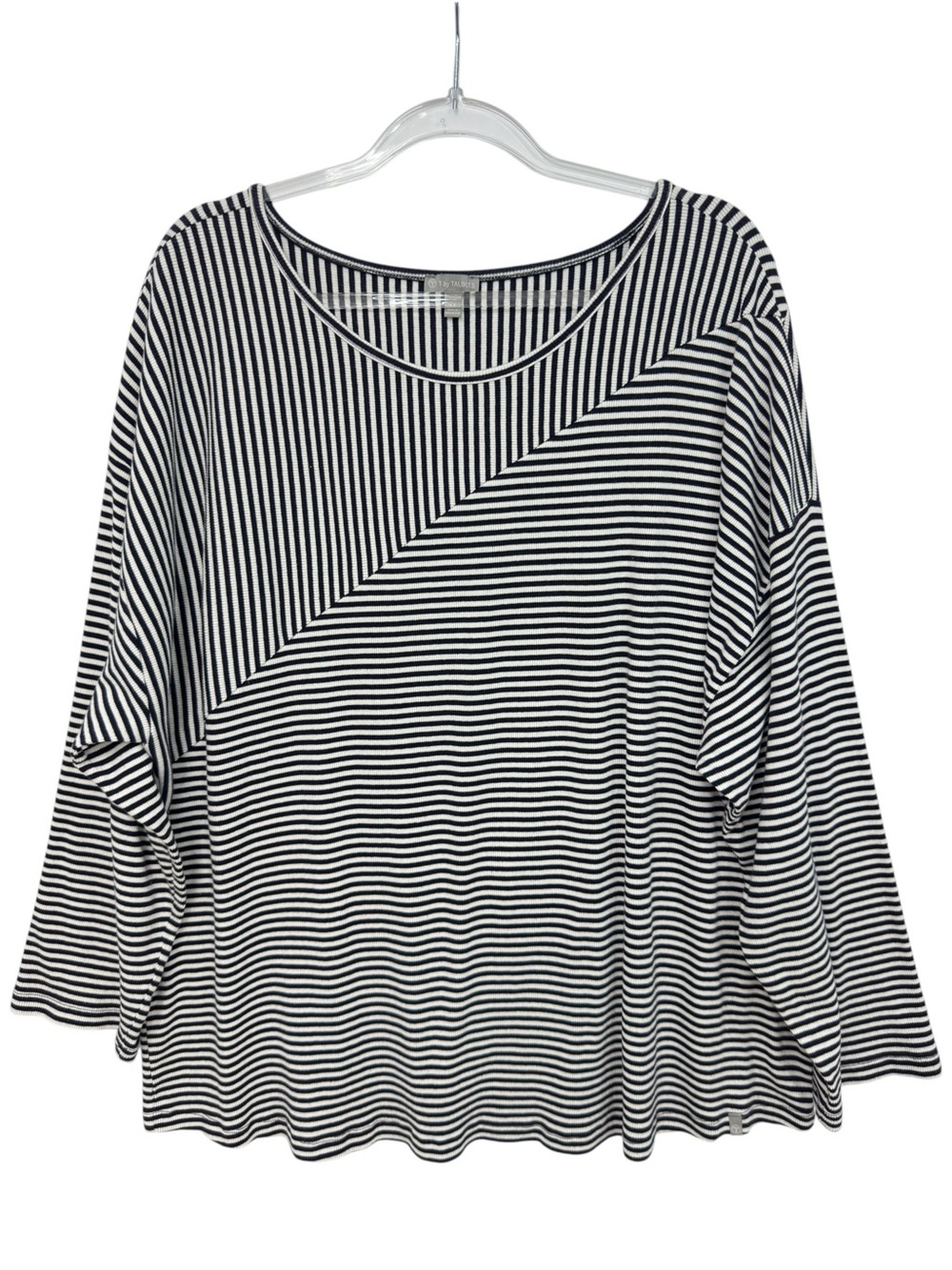 Pure Cotton Ribbed Knit Contrast Striped Sweater Pullover Jumper